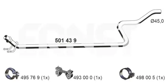 Abgasrohr Mitte ERNST 501439 Bild Abgasrohr Mitte ERNST 501439