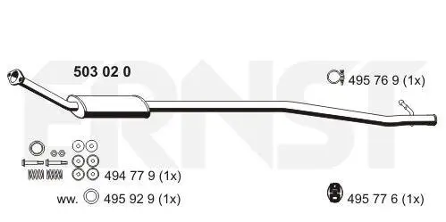 Mittelschalldämpfer ERNST 503020