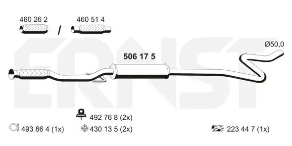 Mittelschalldämpfer ERNST 506175