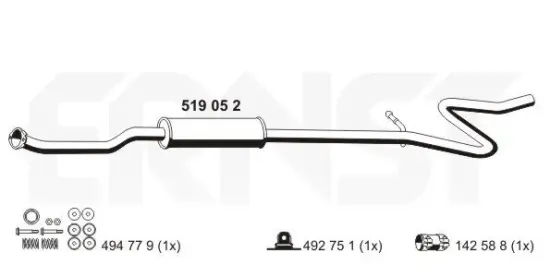 Mittelschalldämpfer ERNST 519052 Bild Mittelschalldämpfer ERNST 519052