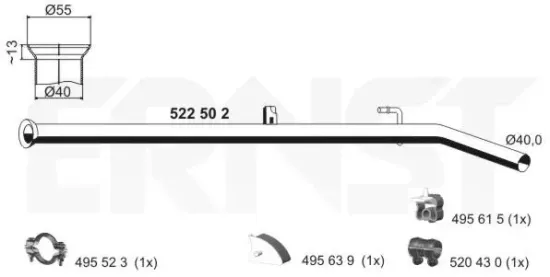 Abgasrohr Mitte ERNST 522502 Bild Abgasrohr Mitte ERNST 522502
