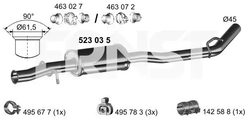 Mittelschalldämpfer ERNST 523035 Bild Mittelschalldämpfer ERNST 523035