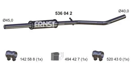Mittelschalldämpfer ERNST 536042 Bild Mittelschalldämpfer ERNST 536042
