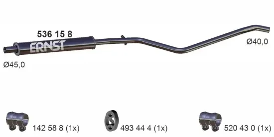 Mittelschalldämpfer ERNST 536158 Bild Mittelschalldämpfer ERNST 536158