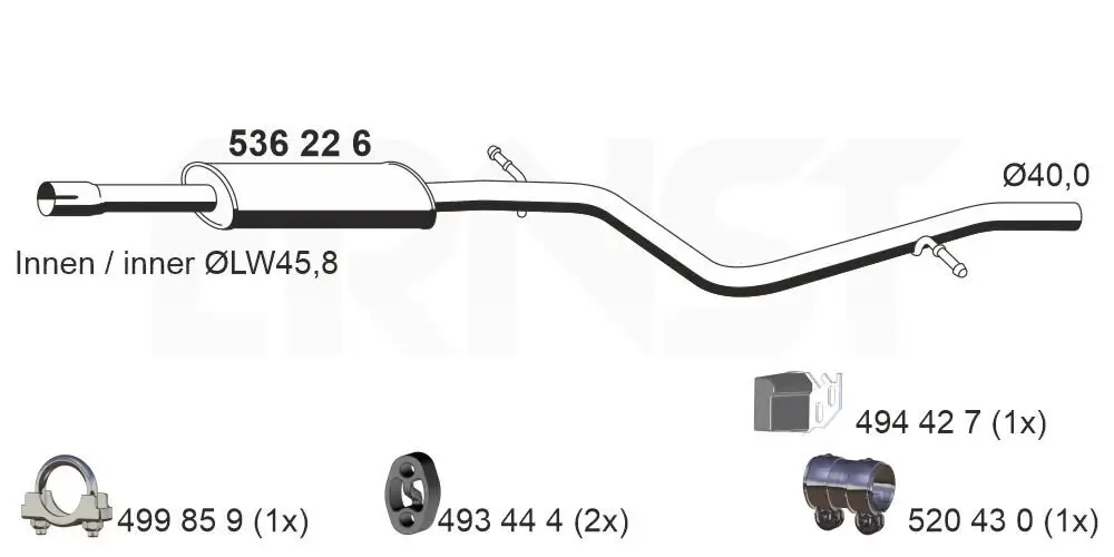 Mittelschalldämpfer ERNST 536226
