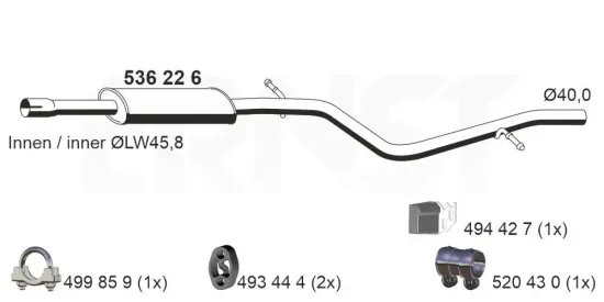 Mittelschalldämpfer ERNST 536226 Bild Mittelschalldämpfer ERNST 536226