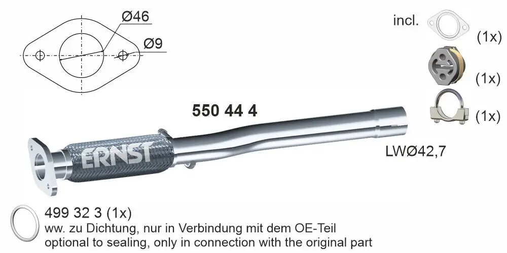 Flexrohr, Abgasanlage ERNST 550444