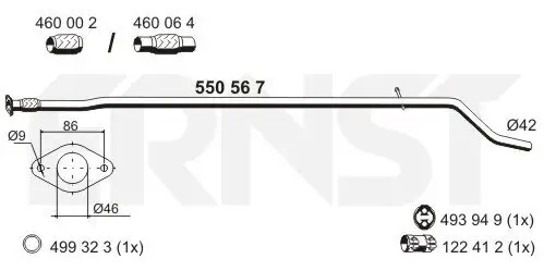 Abgasrohr Mitte ERNST 550567 Bild Abgasrohr Mitte ERNST 550567
