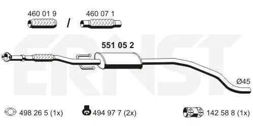 Mittelschalldämpfer ERNST 551052