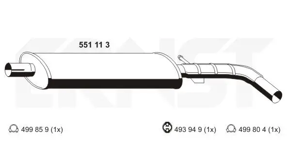 Mittelschalldämpfer ERNST 551113