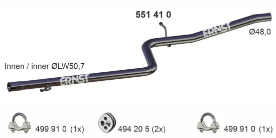 Abgasrohr Mitte ERNST 551410 Bild Abgasrohr Mitte ERNST 551410