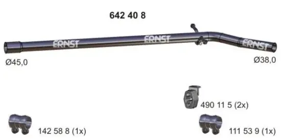 Abgasrohr Mitte ERNST 642408 Bild Abgasrohr Mitte ERNST 642408