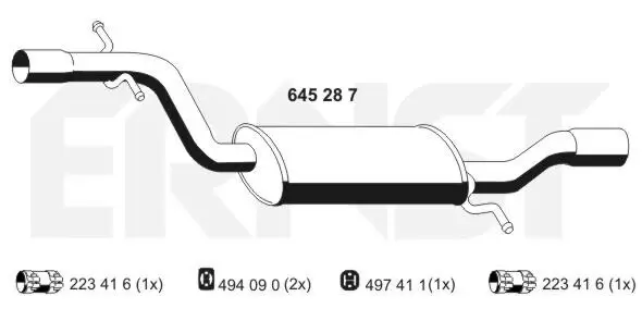 Mittelschalldämpfer ERNST 645287