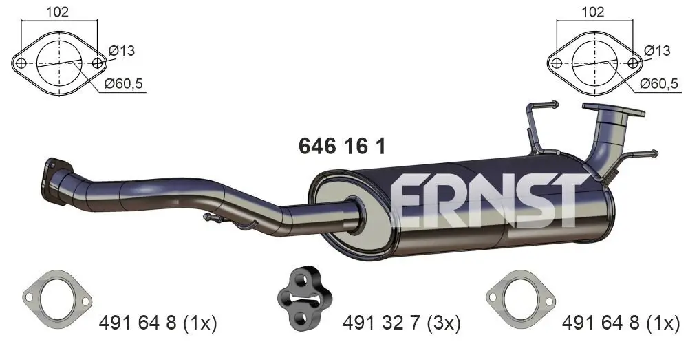 Mittelschalldämpfer ERNST 646161