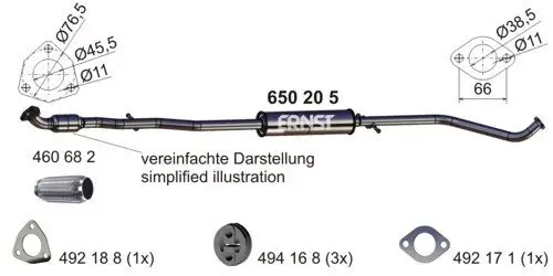 Mittelschalldämpfer ERNST 650205