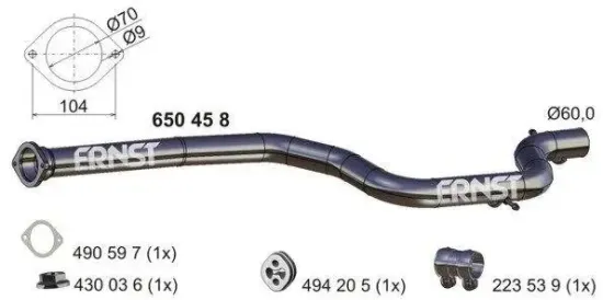Abgasrohr mitte ERNST 650458 Bild Abgasrohr mitte ERNST 650458