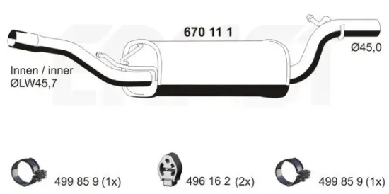 Mittelschalldämpfer ERNST 670111 Bild Mittelschalldämpfer ERNST 670111