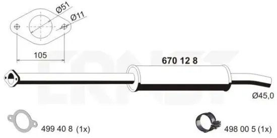 Vorschalldämpfer ERNST 670128 Bild Vorschalldämpfer ERNST 670128