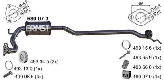 Mittelschalldämpfer ERNST 680073 Bild Mittelschalldämpfer ERNST 680073
