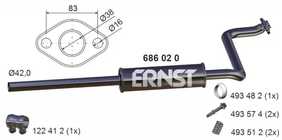 Mittelschalldämpfer ERNST 686020 Bild Mittelschalldämpfer ERNST 686020