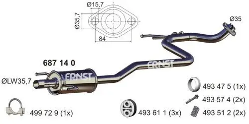 Mittelschalldämpfer ERNST 687140 Bild Mittelschalldämpfer ERNST 687140