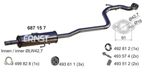 Mittelschalldämpfer ERNST 687157 Bild Mittelschalldämpfer ERNST 687157