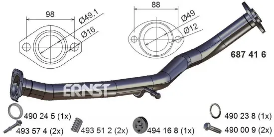 Abgasrohr Mitte ERNST 687416 Bild Abgasrohr Mitte ERNST 687416