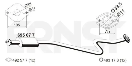 Mittelschalldämpfer ERNST 695077 Bild Mittelschalldämpfer ERNST 695077