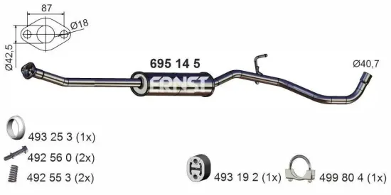 Mittelschalldämpfer ERNST 695145 Bild Mittelschalldämpfer ERNST 695145