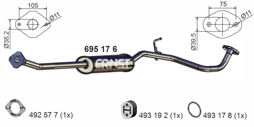 Mittelschalldämpfer ERNST 695176