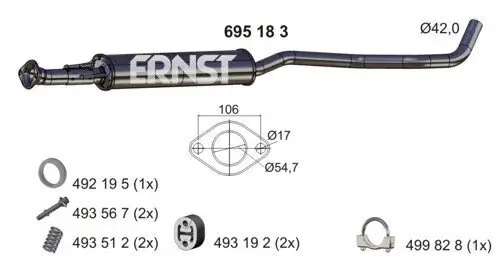 Mittelschalldämpfer ERNST 695183