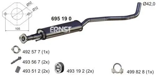 Mittelschalldämpfer ERNST 695190 Bild Mittelschalldämpfer ERNST 695190