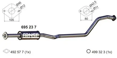 Mittelschalldämpfer ERNST 695237