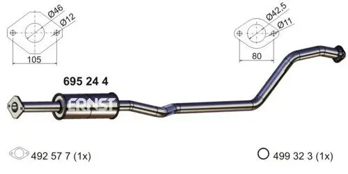 Mittelschalldämpfer ERNST 695244