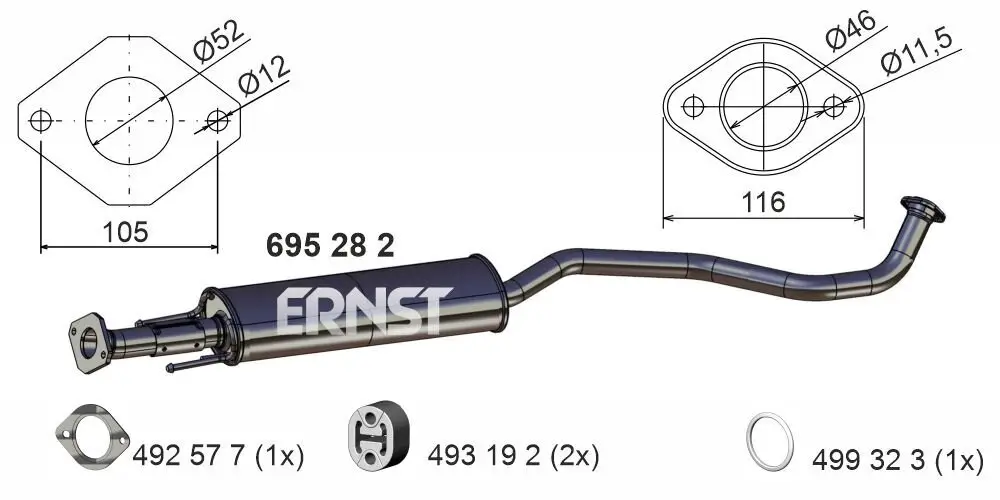 Mittelschalldämpfer ERNST 695282
