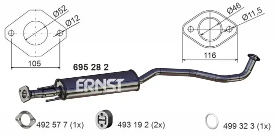 Mittelschalldämpfer ERNST 695282 Bild Mittelschalldämpfer ERNST 695282