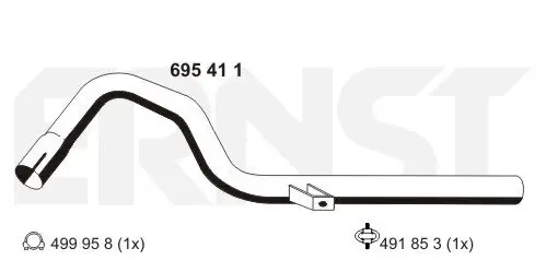Abgasrohr hinten ERNST 695411 Bild Abgasrohr hinten ERNST 695411