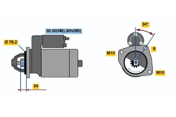 Starter 12 V 1,4 kW BOSCH 0 001 107 442 Bild Starter 12 V 1,4 kW BOSCH 0 001 107 442