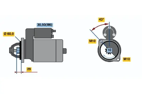 Starter 12 V 1,4 kW BOSCH 0 001 108 403 Bild Starter 12 V 1,4 kW BOSCH 0 001 108 403