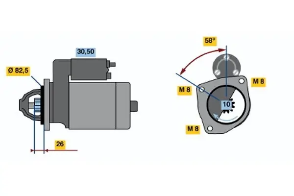 Starter 12 V 1,7 kW BOSCH 0 001 110 025 Bild Starter 12 V 1,7 kW BOSCH 0 001 110 025