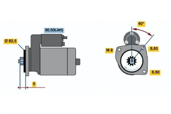 Starter 12 V 1,1 kW BOSCH 0 001 121 030 Bild Starter 12 V 1,1 kW BOSCH 0 001 121 030