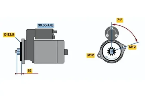 Starter 12 V 2,2 kW BOSCH 0 001 125 607 Bild Starter 12 V 2,2 kW BOSCH 0 001 125 607