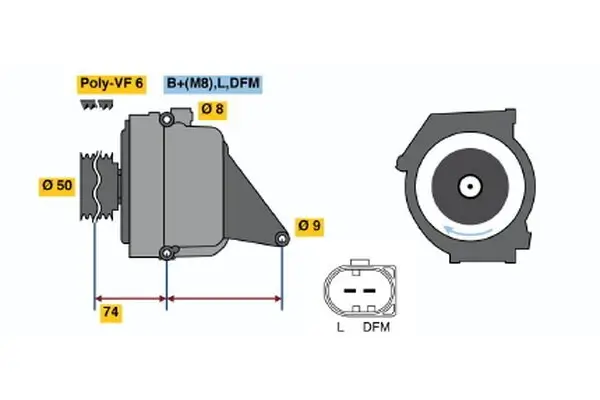 Generator 14 V BOSCH 0 986 042 490