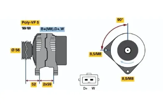 Generator 14 V BOSCH 0 986 040 880 Bild Generator 14 V BOSCH 0 986 040 880