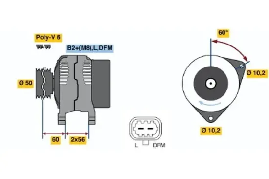 Generator 14 V BOSCH 0 124 525 031 Bild Generator 14 V BOSCH 0 124 525 031