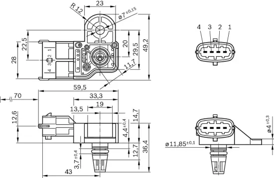 Sensor, Ladedruck BOSCH 0 261 230 302 Bild Sensor, Ladedruck BOSCH 0 261 230 302