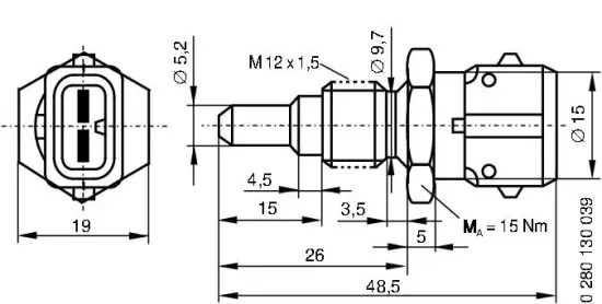 Sensor, Kühlmitteltemperatur BOSCH 0 280 130 039 Bild Sensor, Kühlmitteltemperatur BOSCH 0 280 130 039