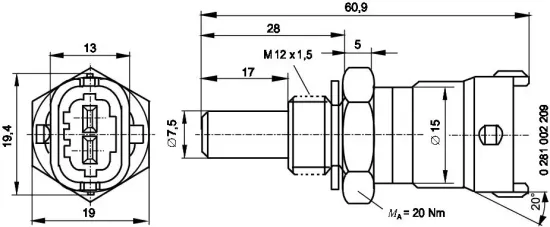 Sensor, Kühlmitteltemperatur BOSCH 0 281 002 209 Bild Sensor, Kühlmitteltemperatur BOSCH 0 281 002 209