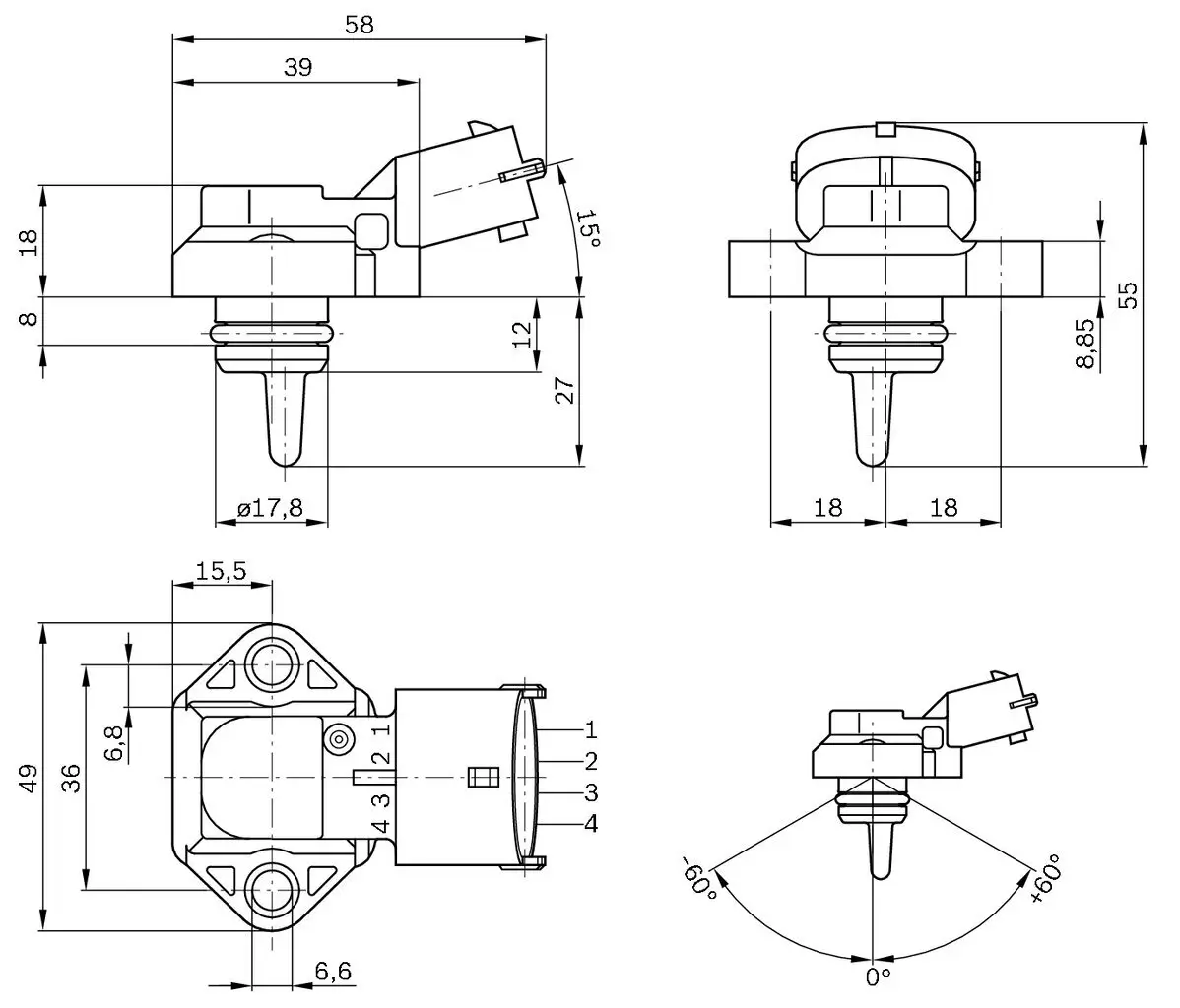 Sensor, Ladedruck BOSCH 0 281 002 316 Bild Sensor, Ladedruck BOSCH 0 281 002 316