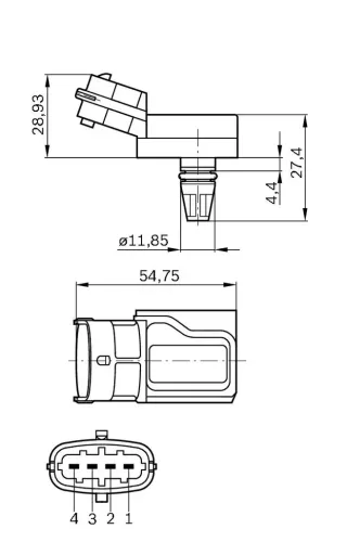 Sensor, Ladedruck BOSCH 0 281 002 573 Bild Sensor, Ladedruck BOSCH 0 281 002 573
